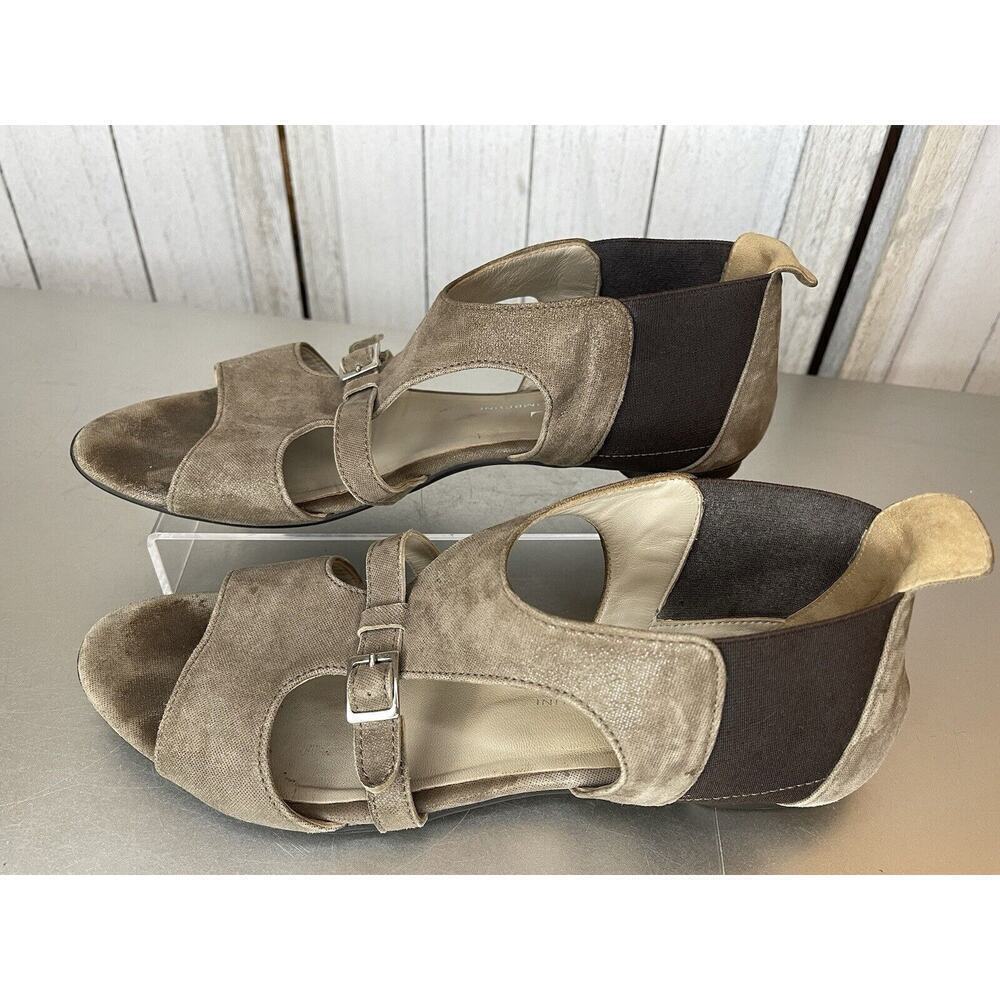 Womens AGL Brown Metallic Leather Ankle Strap Flare Casual Sandals Size 39.5